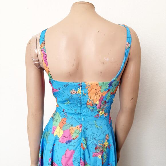 [Modcloth] Global Intentions World Map Novelty Retro Fit & Flare Midi Dress XL - Picture 5 of 12